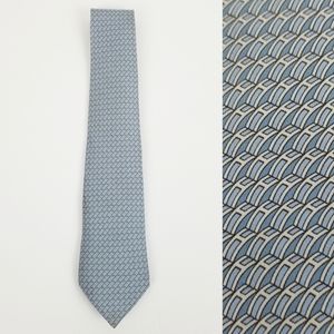 Hermes blue H 100% silk tie tie